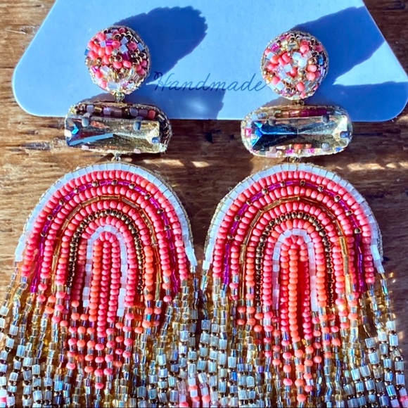 🌺🎉HP🎉🌺 NWT Deepa Gurnani Luxe Beaded Fringe Chandeliers - Picture 13 of 16